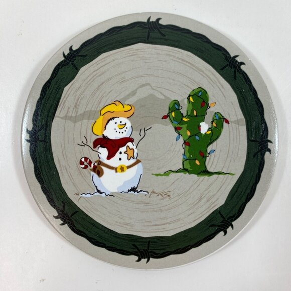 Sonoma Life+Style Happy Trails Holiday Set Of 4 Coasters Snowman Cowboy 4.25" - Picture 7 of 10